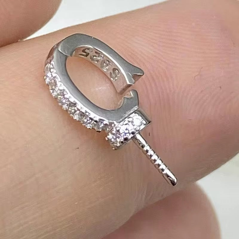 Sterling silver pearl mount for charm bracelet
