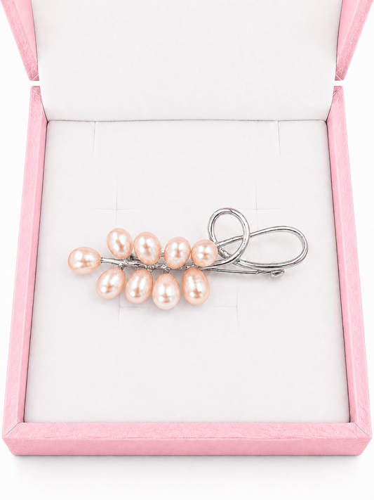Peach rice pearl swirl broach