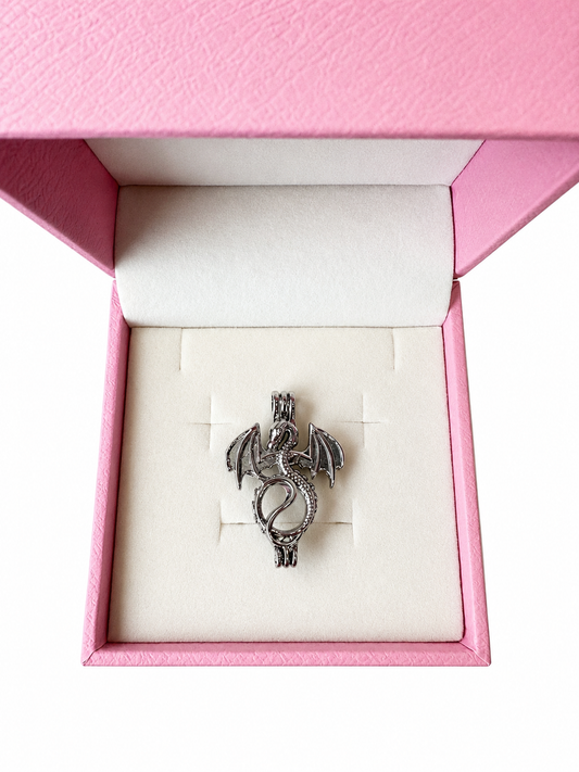 Silver plated dragon cage pendant
