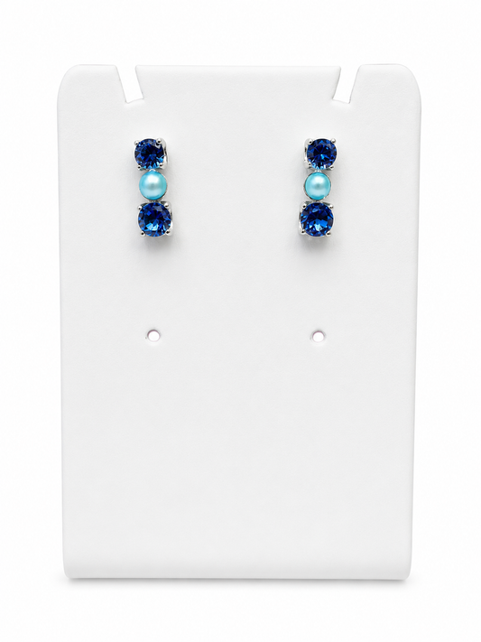 Sterling silver Annemarie earrings light blue petite pearl