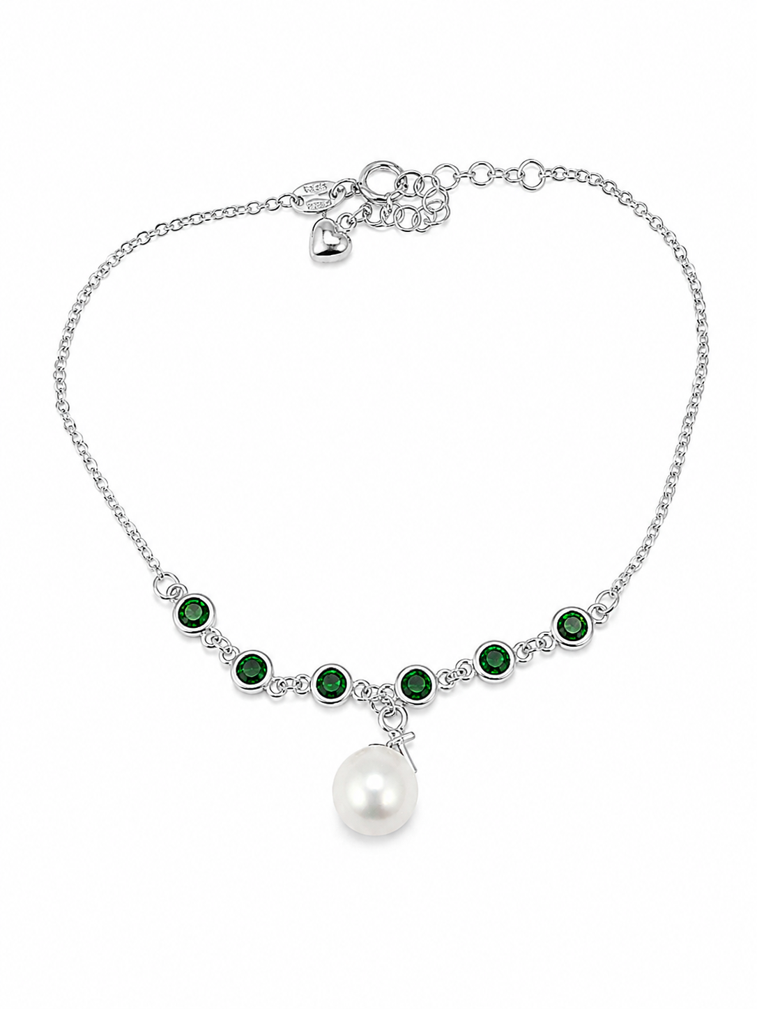 Sterling silver green cubic zirconia bracelet
