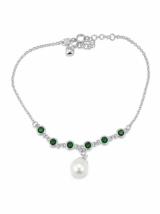 Sterling silver green cubic zirconia bracelet
